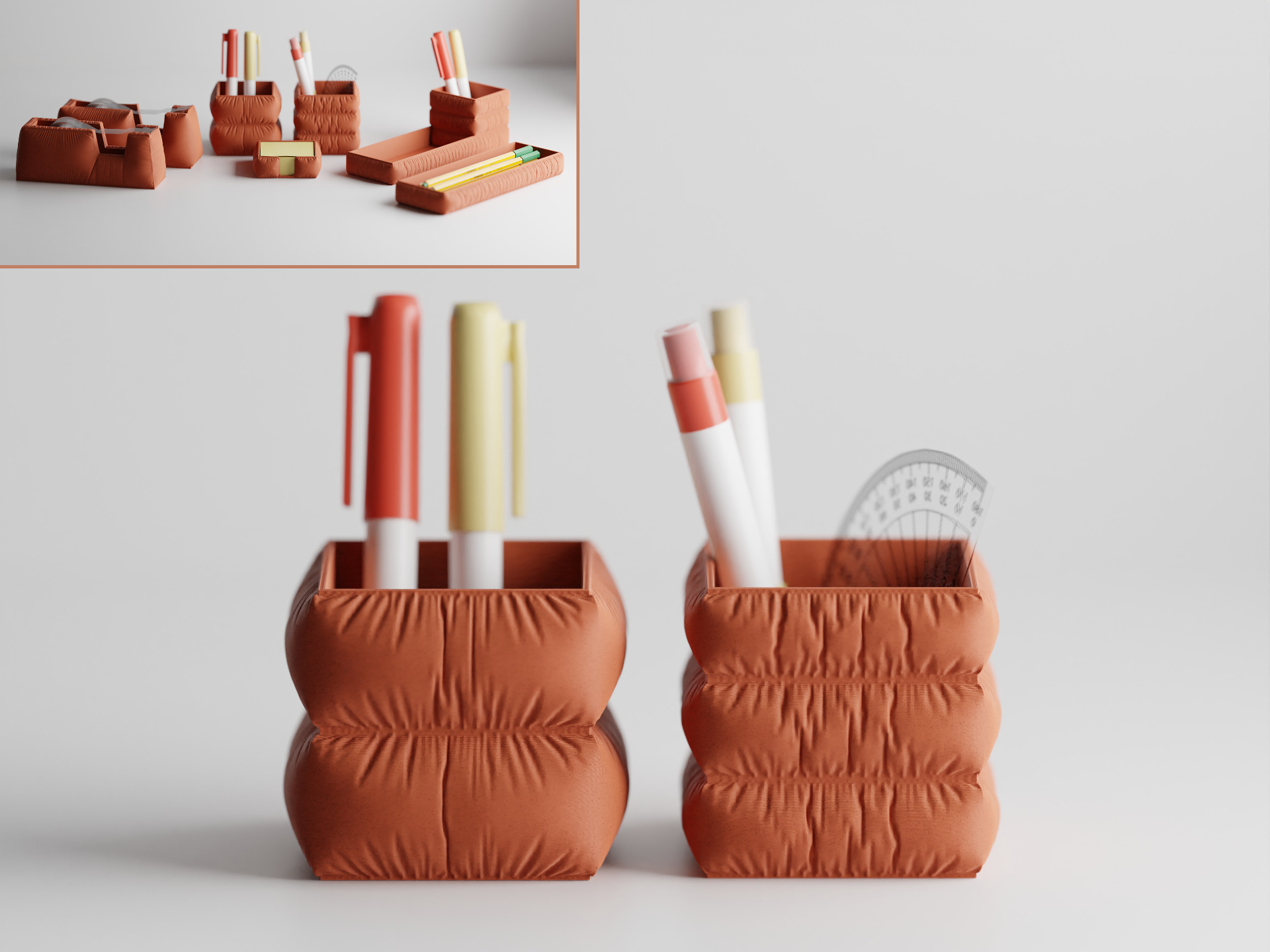 Set Fluffy pen holder